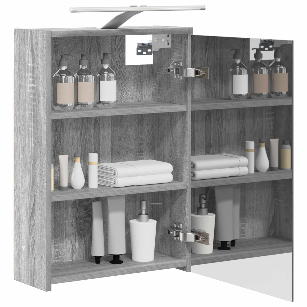Produktbild för Badrumsspegelskåp Grå Sonoma 43 x 16 x 62.5 cm Konstruerat trä