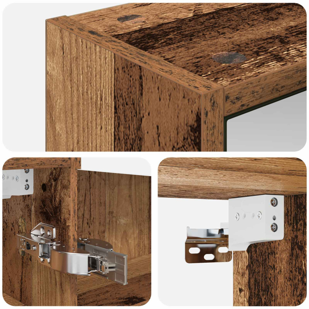Produktbild för Badrumsspegelskåp Gammalt trä 43 x 16 x 62.5 cm Konstruerat trä