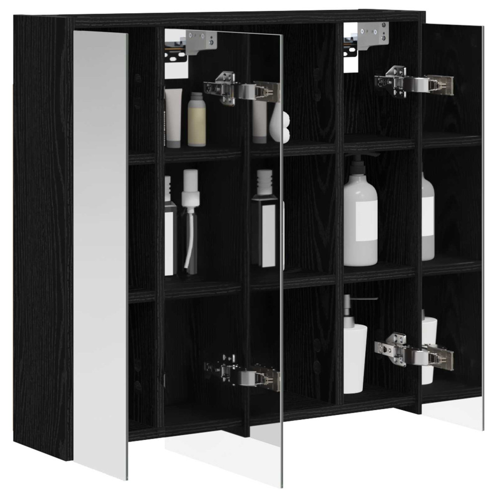 Produktbild för Badrumsspegelskåp Svart Ek 63,5 x 16 x 62,5 cm Konstruerat trä