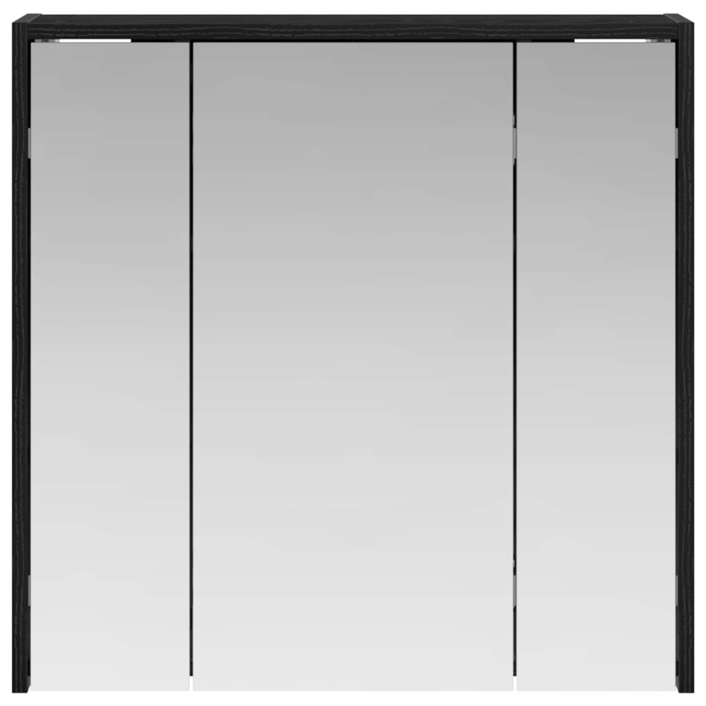 Produktbild för Badrumsspegelskåp Svart Ek 63,5 x 16 x 62,5 cm Konstruerat trä