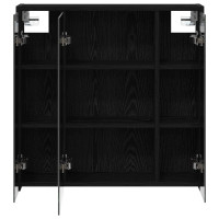 Produktbild för Badrumsspegelskåp Svart Ek 63,5 x 16 x 62,5 cm Konstruerat trä