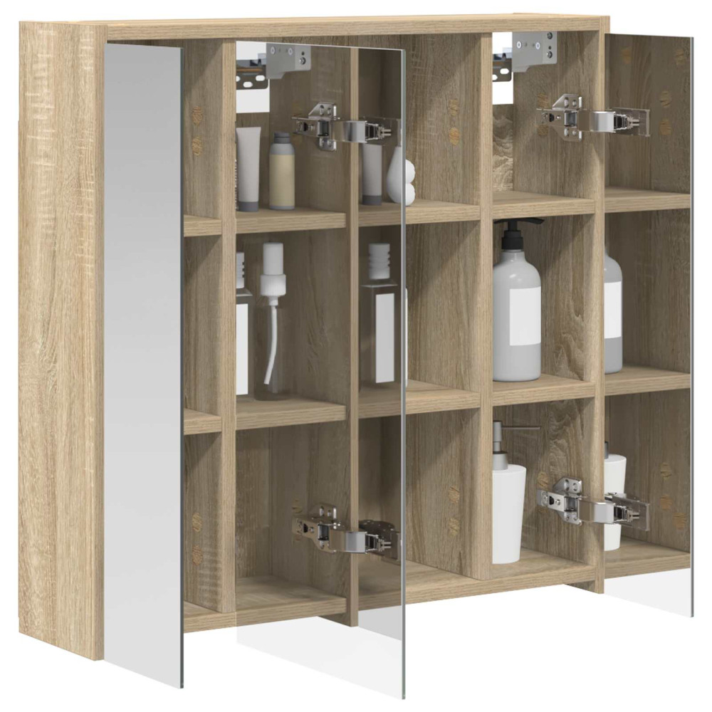 Produktbild för Badrumsspegelskåp Sonoma-ek 63,5 x 16 x 62,5 cm Konstruerat trä