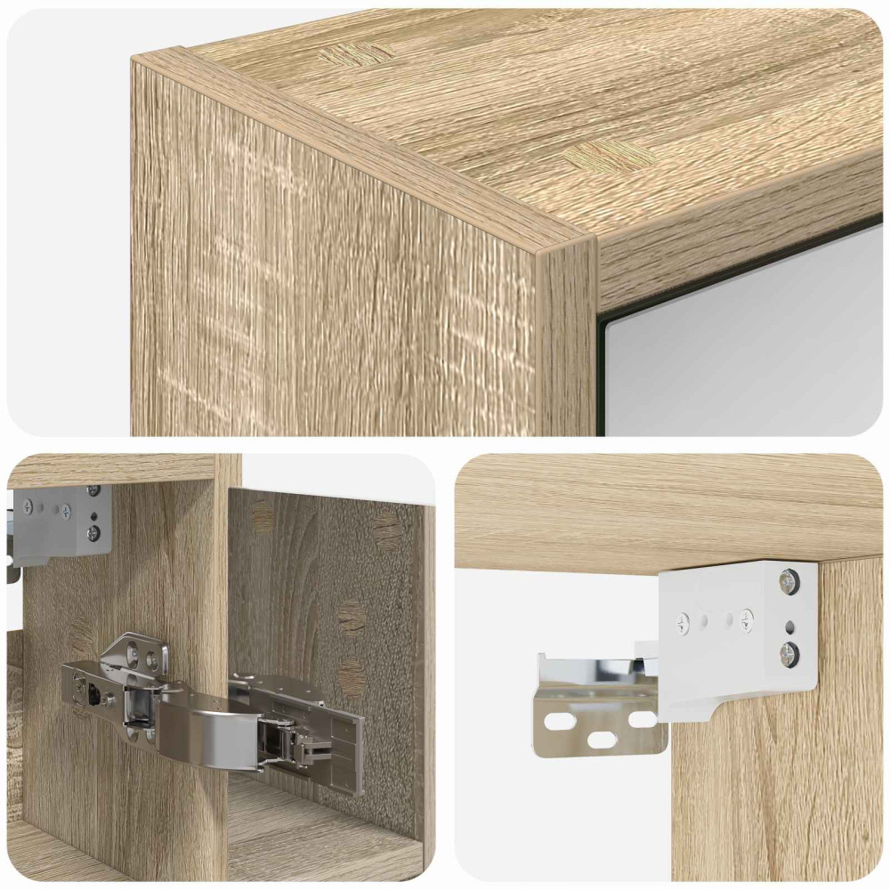 Produktbild för Badrumsspegelskåp Sonoma-ek 63,5 x 16 x 62,5 cm Konstruerat trä