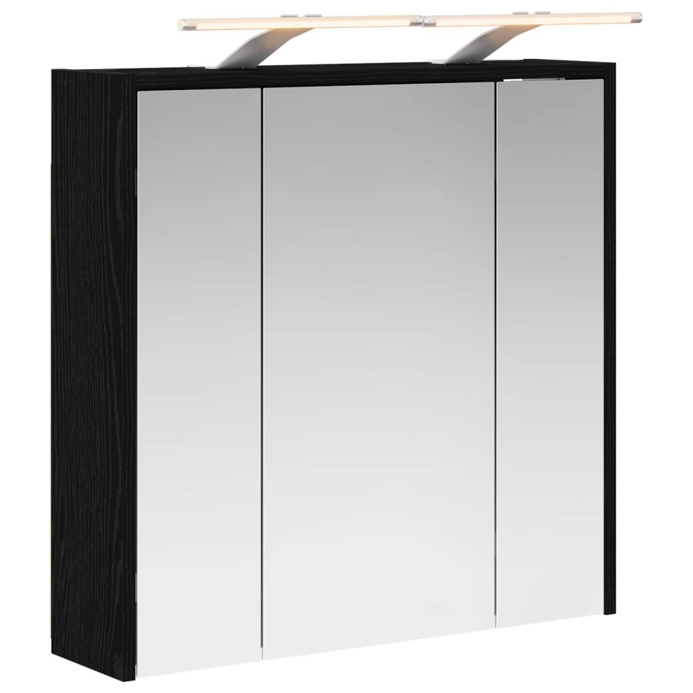 Produktbild för Badrumsspegelskåp Svart Ek 63,5 x 16 x 62,5 cm Konstruerat trä