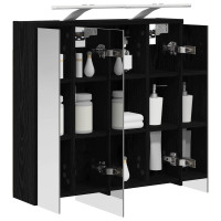 Produktbild för Badrumsspegelskåp Svart Ek 63,5 x 16 x 62,5 cm Konstruerat trä