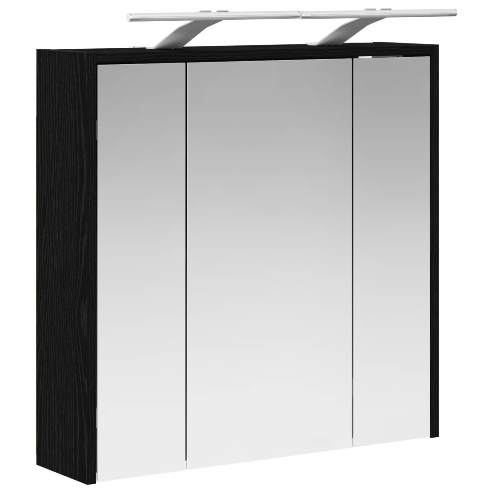 Produktbild för Badrumsspegelskåp Svart Ek 63,5 x 16 x 62,5 cm Konstruerat trä