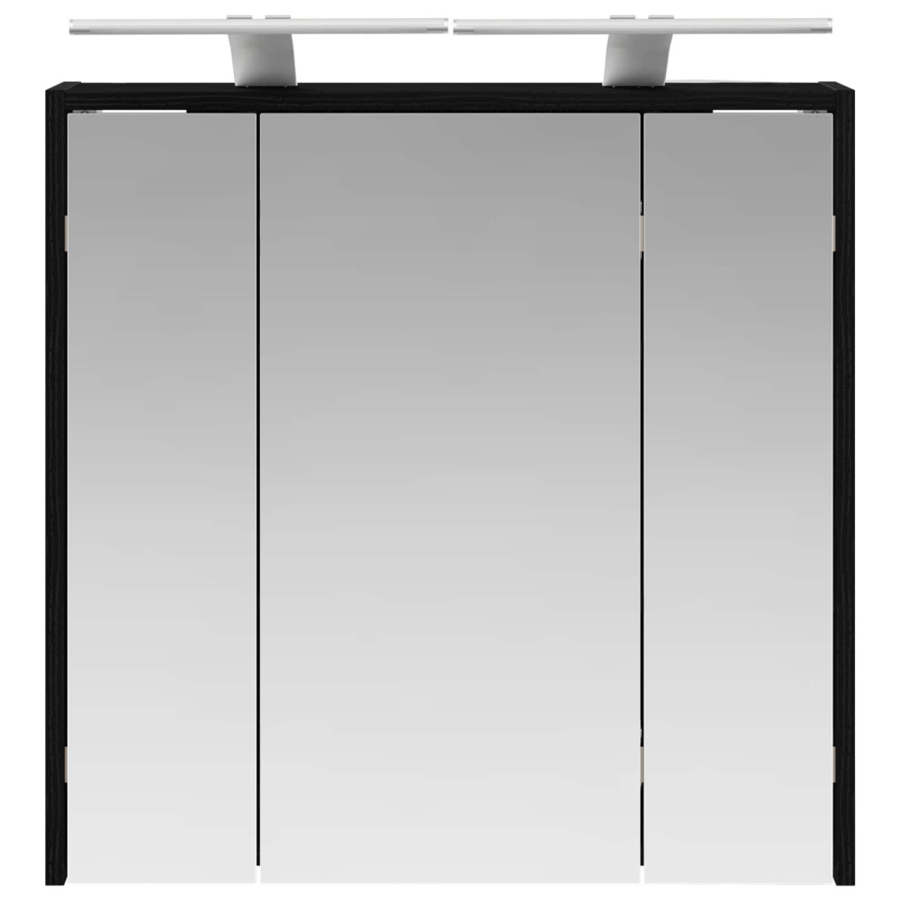 Produktbild för Badrumsspegelskåp Svart Ek 63,5 x 16 x 62,5 cm Konstruerat trä