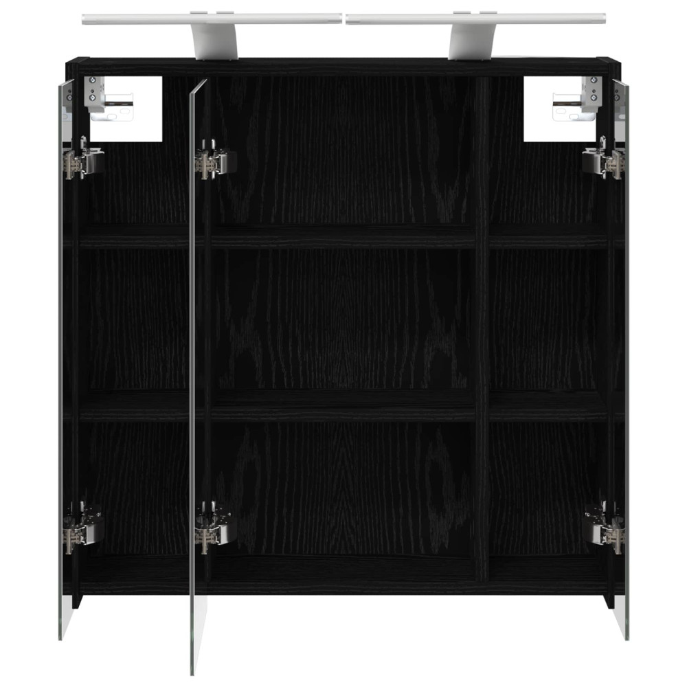 Produktbild för Badrumsspegelskåp Svart Ek 63,5 x 16 x 62,5 cm Konstruerat trä