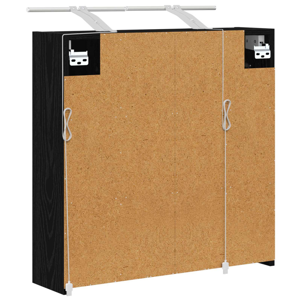 Produktbild för Badrumsspegelskåp Svart Ek 63,5 x 16 x 62,5 cm Konstruerat trä