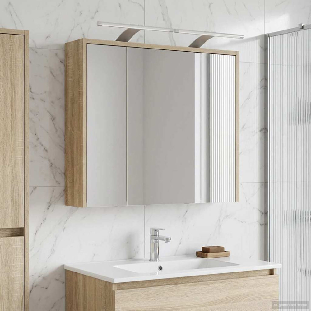 Produktbild för Badrumsspegelskåp Sonoma-ek 63,5 x 16 x 62,5 cm Konstruerat trä