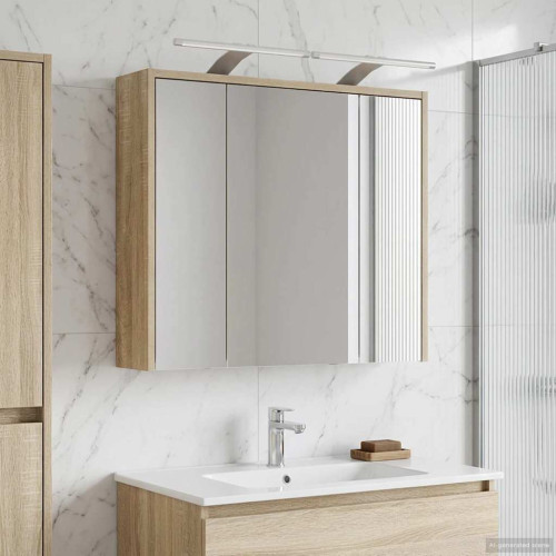 vidaXL Badrumsspegelskåp Sonoma-ek 63,5 x 16 x 62,5 cm Konstruerat trä