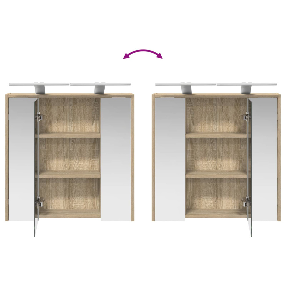 Produktbild för Badrumsspegelskåp Sonoma-ek 63,5 x 16 x 62,5 cm Konstruerat trä
