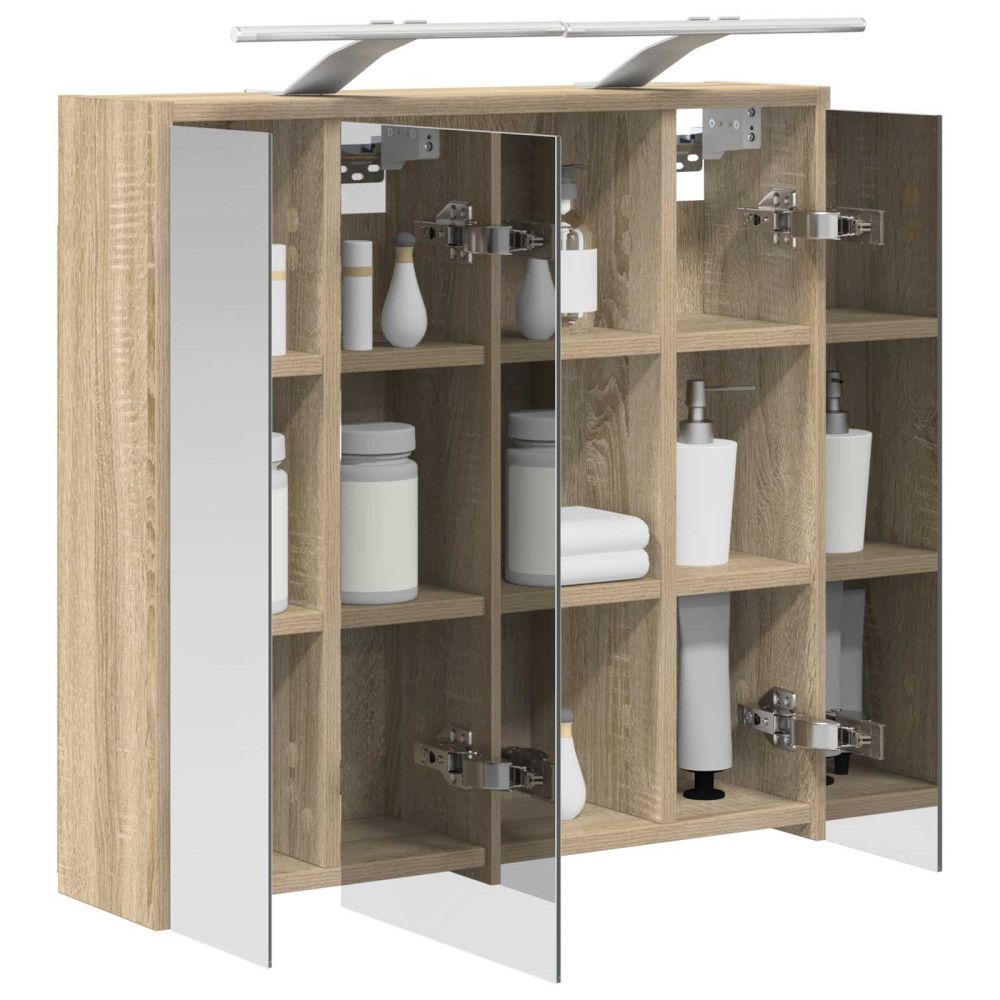 Produktbild för Badrumsspegelskåp Sonoma-ek 63,5 x 16 x 62,5 cm Konstruerat trä