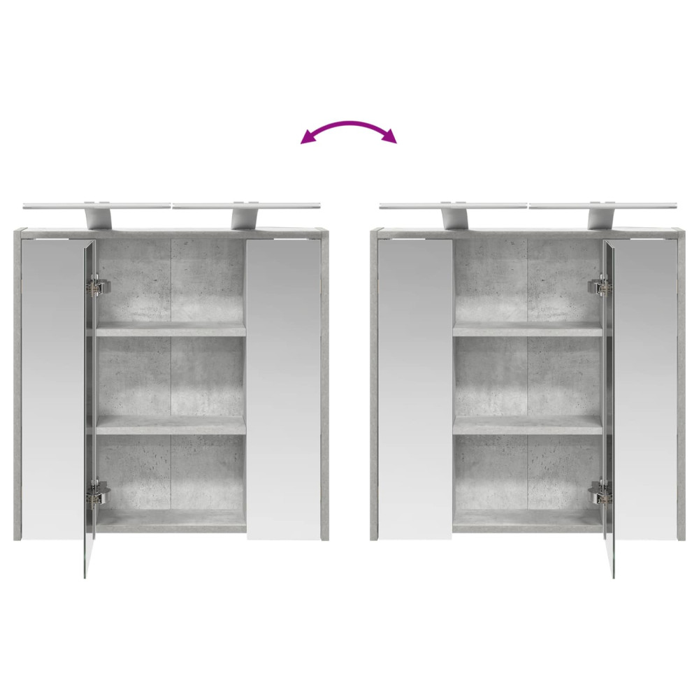 Produktbild för Badrumsspegelskåp Betonggrå 63,5 x 16 x 62,5 cm Konstruerat trä