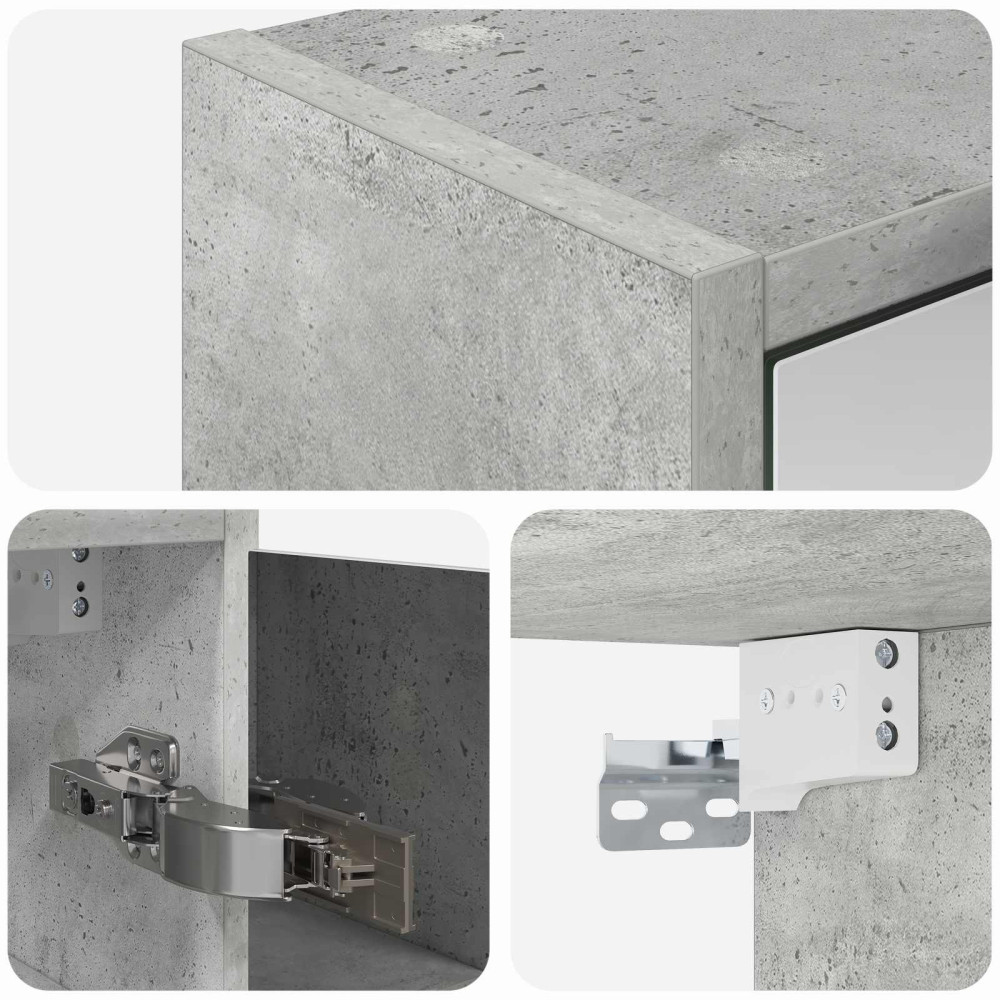 Produktbild för Badrumsspegelskåp Betonggrå 63,5 x 16 x 62,5 cm Konstruerat trä