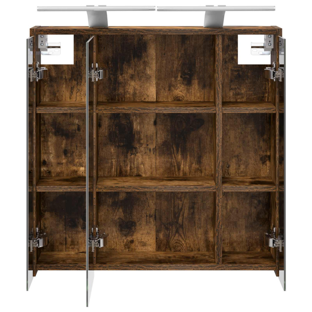 Produktbild för Badrumsspegelskåp Rökt ek 63,5 x 16 x 62,5 cm Konstruerat trä