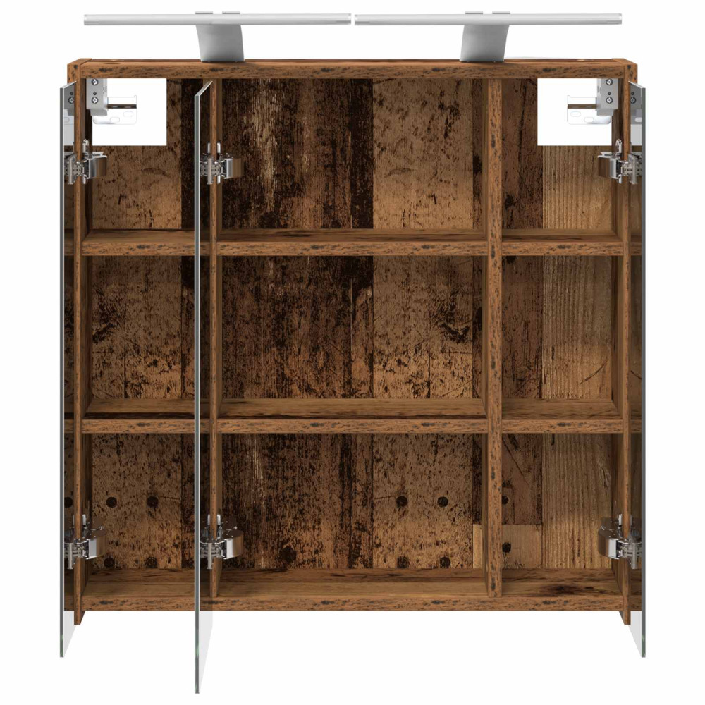 Produktbild för Badrumsspegelskåp Gammalt trä 63,5 x 16 x 62,5 cm