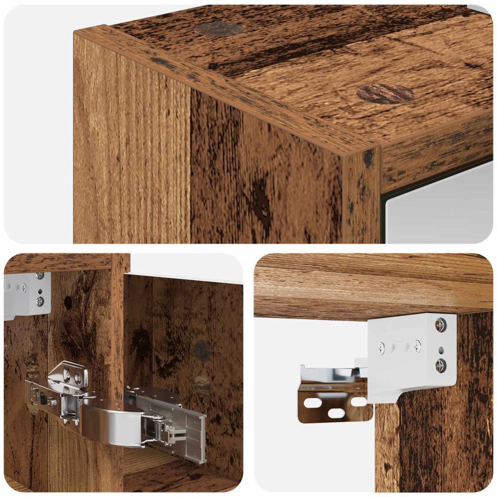 Produktbild för Badrumsspegelskåp Gammalt trä 63,5 x 16 x 62,5 cm