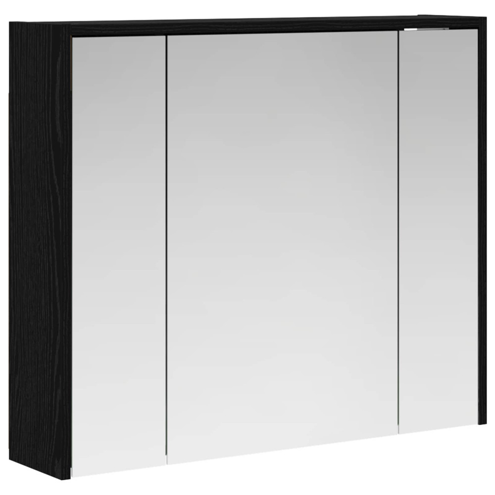 Produktbild för Badrumsspegelskåp Svart Ek 73,5 x 16 x 62,5 cm Konstruerat trä