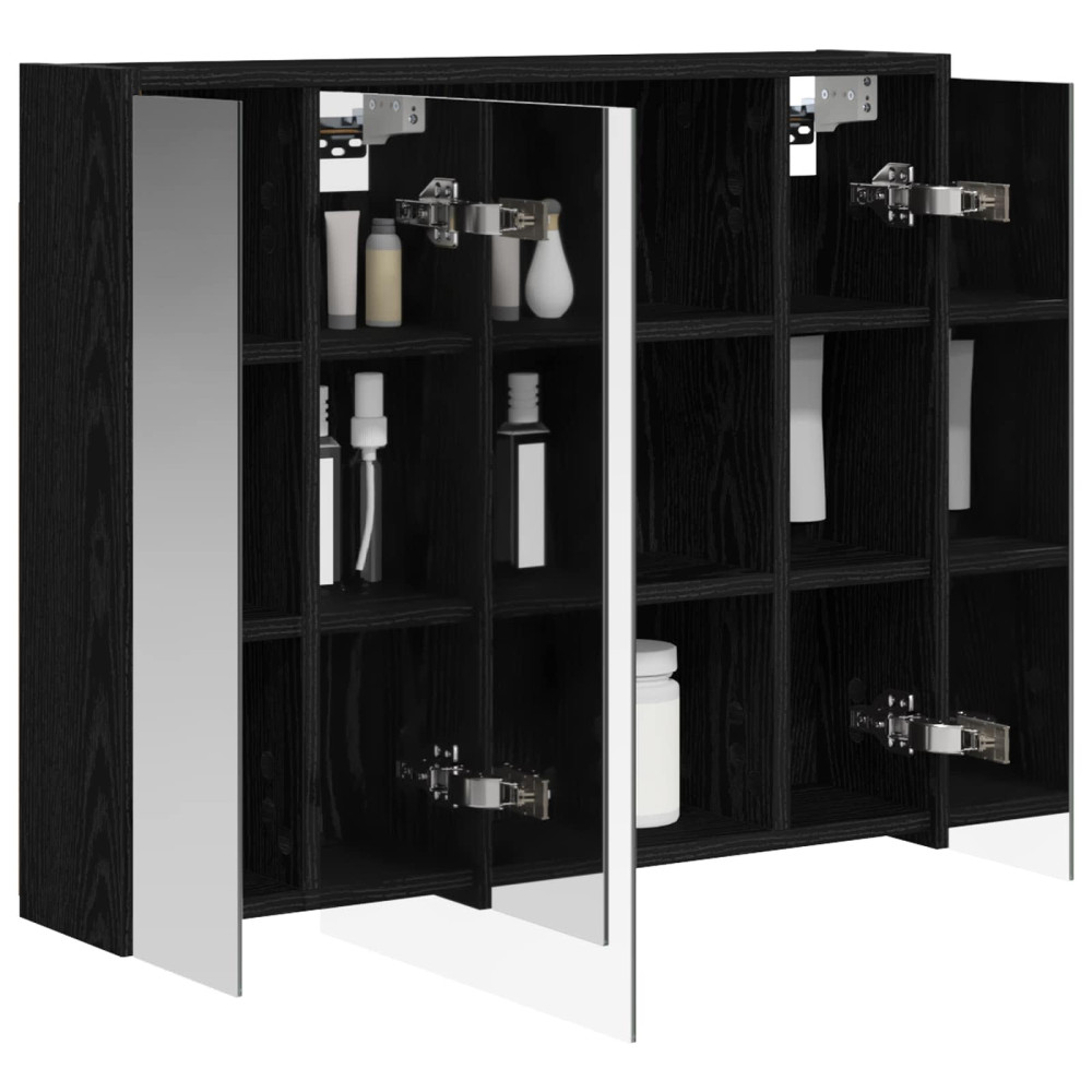 Produktbild för Badrumsspegelskåp Svart Ek 73,5 x 16 x 62,5 cm Konstruerat trä