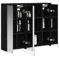 Produktbild för Badrumsspegelskåp Svart Ek 73,5 x 16 x 62,5 cm Konstruerat trä