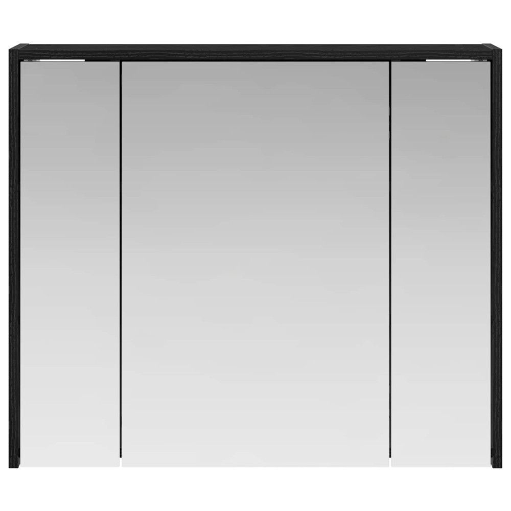 Produktbild för Badrumsspegelskåp Svart Ek 73,5 x 16 x 62,5 cm Konstruerat trä