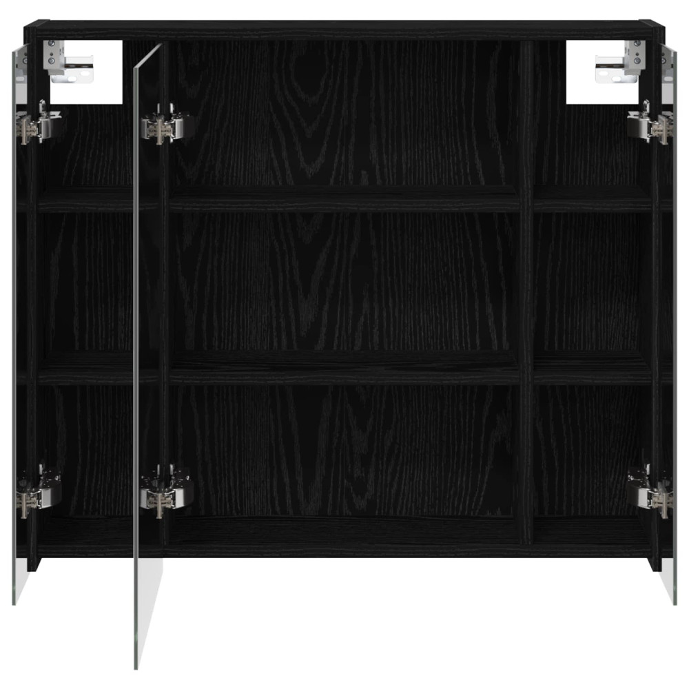 Produktbild för Badrumsspegelskåp Svart Ek 73,5 x 16 x 62,5 cm Konstruerat trä