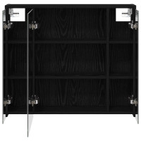 Produktbild för Badrumsspegelskåp Svart Ek 73,5 x 16 x 62,5 cm Konstruerat trä