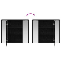 Produktbild för Badrumsspegelskåp Svart Ek 73,5 x 16 x 62,5 cm Konstruerat trä