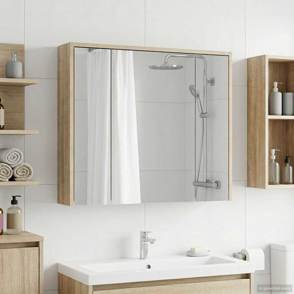 Produktbild för Badrumsspegelskåp Sonoma-ek 73,5 x 16 x 62,5 cm Konstruerat trä