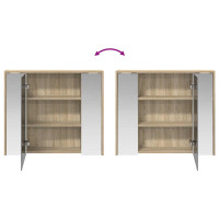 Produktbild för Badrumsspegelskåp Sonoma-ek 73,5 x 16 x 62,5 cm Konstruerat trä