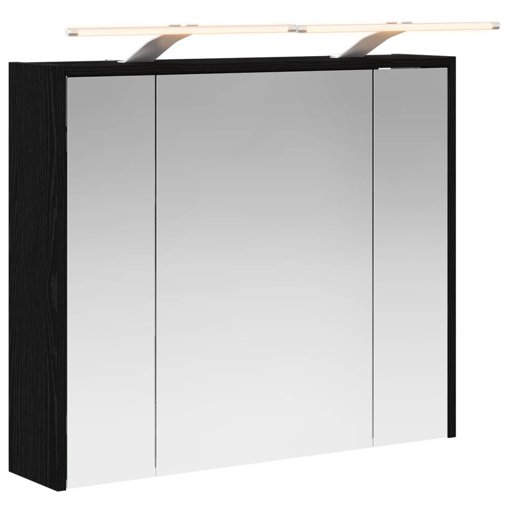Produktbild för Badrumsspegelskåp Svart Ek 73,5 x 16 x 62,5 cm Konstruerat trä