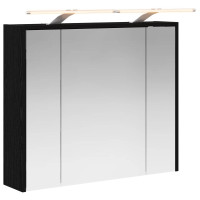 Produktbild för Badrumsspegelskåp Svart Ek 73,5 x 16 x 62,5 cm Konstruerat trä