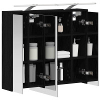 Produktbild för Badrumsspegelskåp Svart Ek 73,5 x 16 x 62,5 cm Konstruerat trä