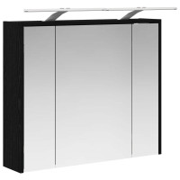 Produktbild för Badrumsspegelskåp Svart Ek 73,5 x 16 x 62,5 cm Konstruerat trä