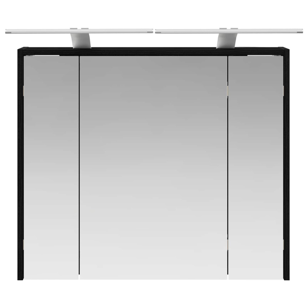 Produktbild för Badrumsspegelskåp Svart Ek 73,5 x 16 x 62,5 cm Konstruerat trä