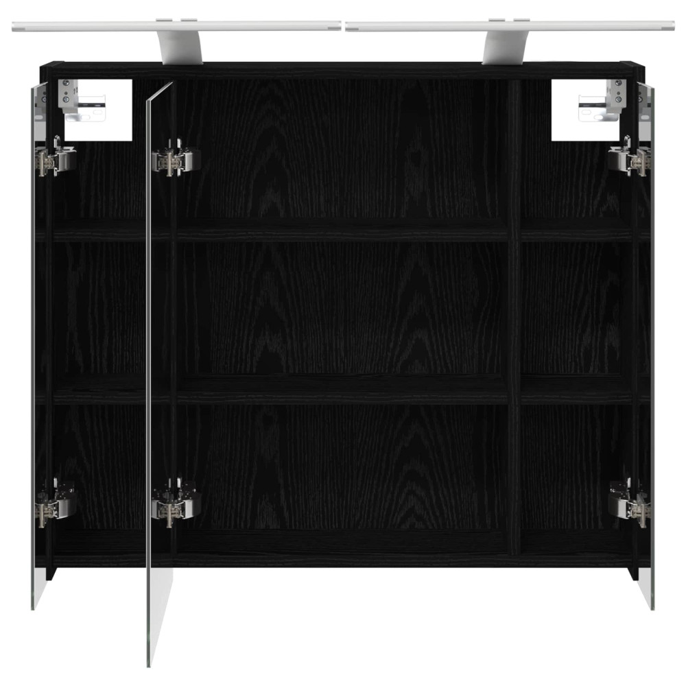 Produktbild för Badrumsspegelskåp Svart Ek 73,5 x 16 x 62,5 cm Konstruerat trä