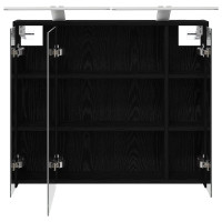 Produktbild för Badrumsspegelskåp Svart Ek 73,5 x 16 x 62,5 cm Konstruerat trä