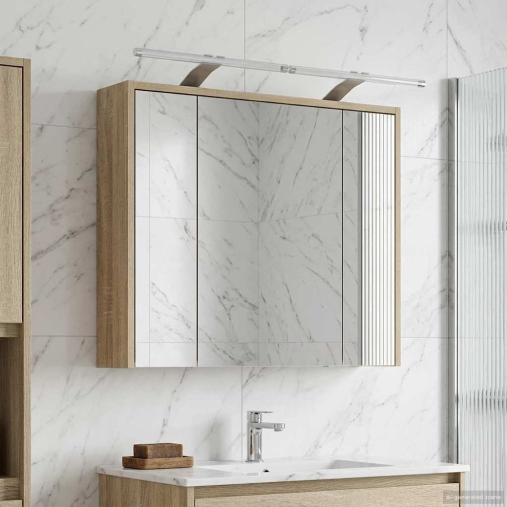 Produktbild för Badrumsspegelskåp Sonoma-ek 73,5 x 16 x 62,5 cm Konstruerat trä