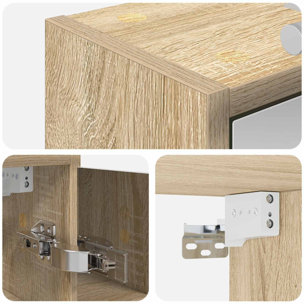 Produktbild för Badrumsspegelskåp Sonoma-ek 73,5 x 16 x 62,5 cm Konstruerat trä
