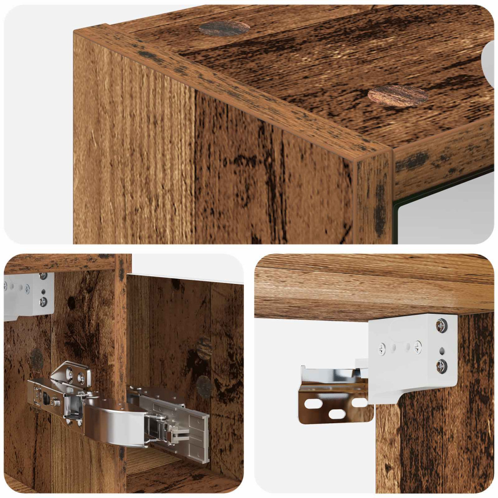 Produktbild för Badrumsspegelskåp Gammalt trä 73,5 x 16 x 62,5 cm