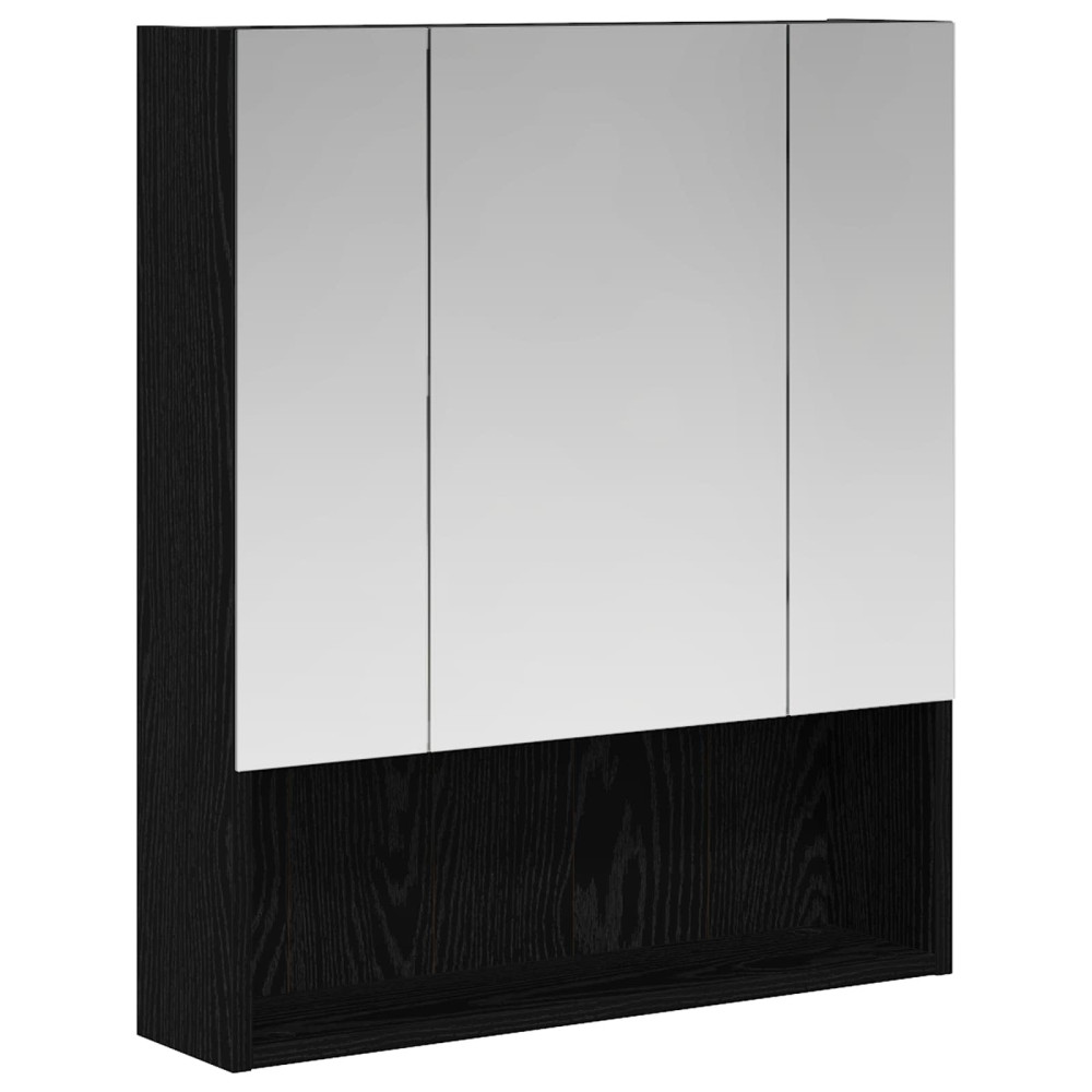 Produktbild för Badrumsspegelskåp Svart Ek 60 x 14.5 x 70 cm Konstruerat trä