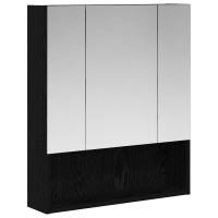 Produktbild för Badrumsspegelskåp Svart Ek 60 x 14.5 x 70 cm Konstruerat trä