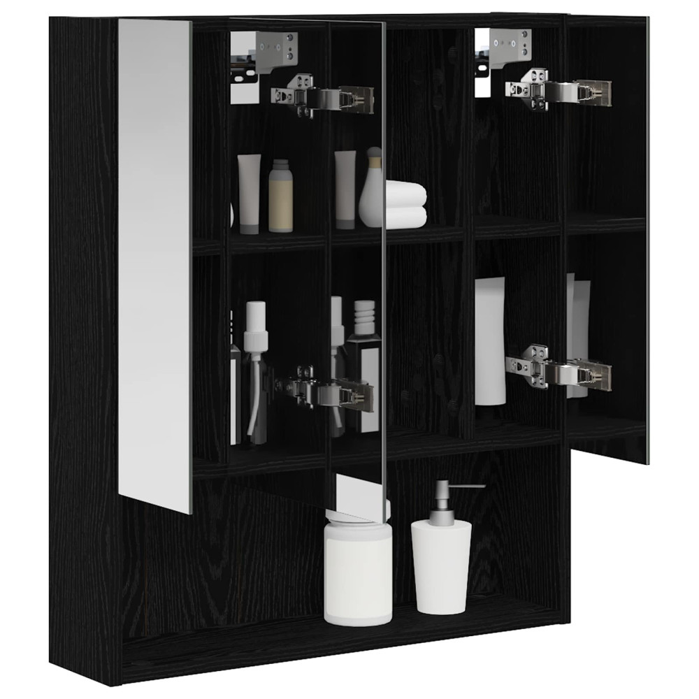 Produktbild för Badrumsspegelskåp Svart Ek 60 x 14.5 x 70 cm Konstruerat trä