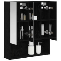 Produktbild för Badrumsspegelskåp Svart Ek 60 x 14.5 x 70 cm Konstruerat trä