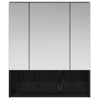 Produktbild för Badrumsspegelskåp Svart Ek 60 x 14.5 x 70 cm Konstruerat trä