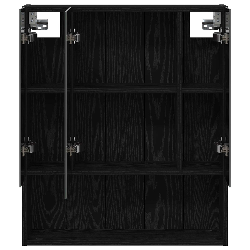 Produktbild för Badrumsspegelskåp Svart Ek 60 x 14.5 x 70 cm Konstruerat trä