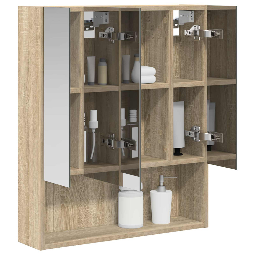Produktbild för Badrumsspegelskåp Sonoma-ek 60 x 14.5 x 70 cm Konstruerat trä
