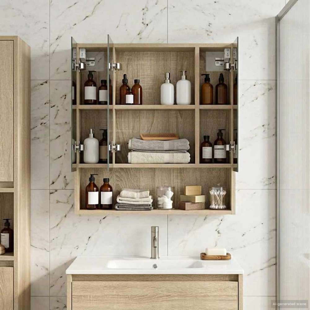 Produktbild för Badrumsspegelskåp Sonoma-ek 60 x 14.5 x 70 cm Konstruerat trä