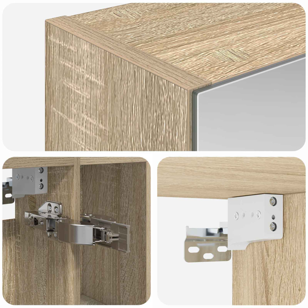Produktbild för Badrumsspegelskåp Sonoma-ek 60 x 14.5 x 70 cm Konstruerat trä